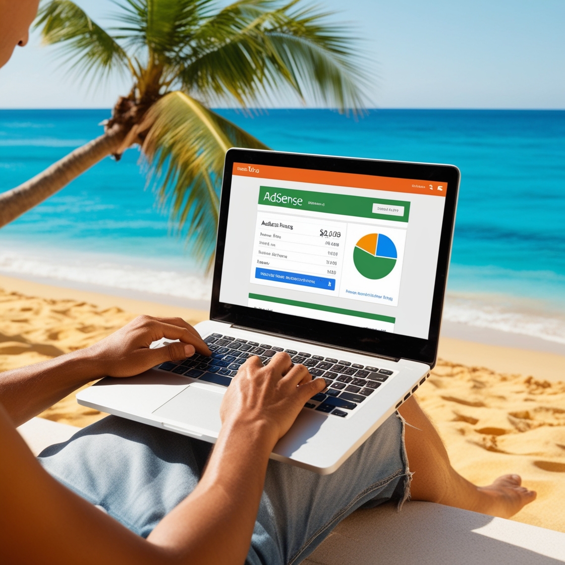 Leonardo_Phoenix_A_person_sitting_by_a_beach_with_a_laptop_typ_1